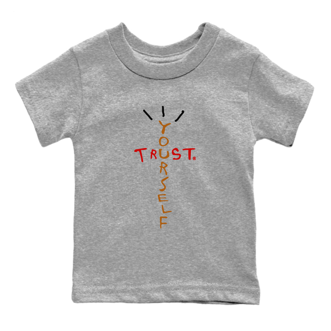 5s Archaeo Brown shirts to match jordans Trust Yourself sneaker match tees Air Jordan 5 Archaeo Brown SNRT Sneaker Release Tees Youth Baby Heather Grey 2 crew neck shirts