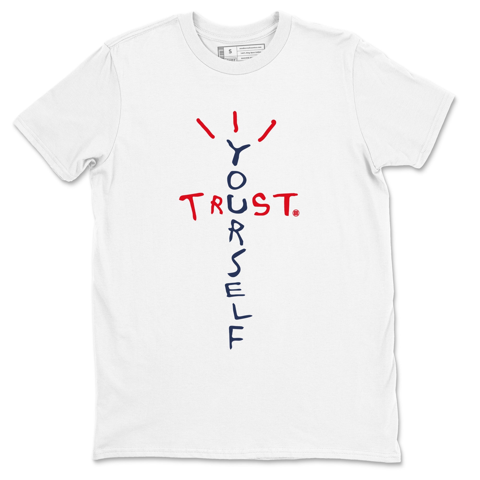6s White And Midnight Navy shirts to match jordans Trust Yourself sneaker match tees Air Jordan 6 White And Midnight Navy SNRT Sneaker Tees streetwear brand White 2 unisex cotton tee