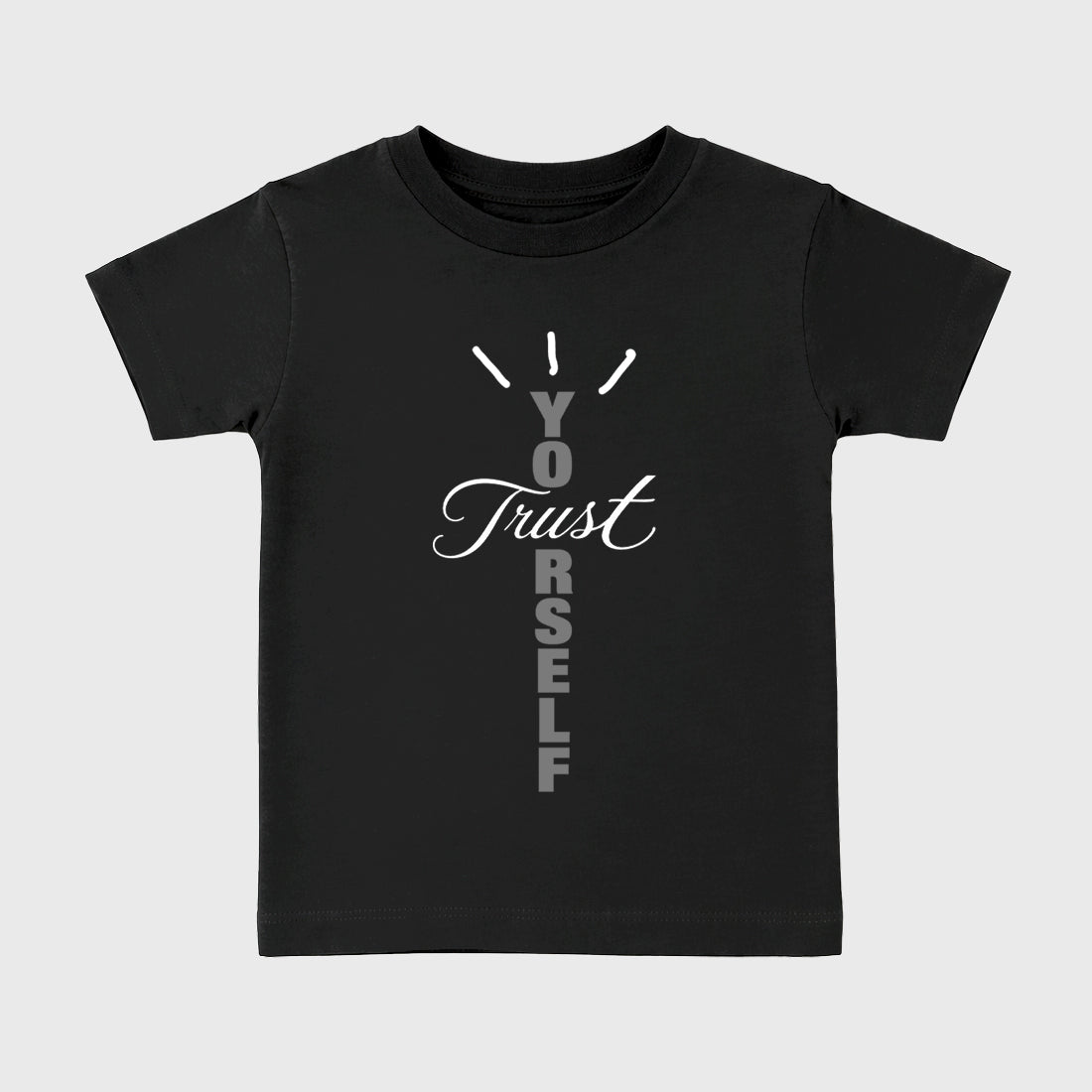 Trust Yourself Baby & Kids Graphic T-Shirt featuring original artwork designed to match the Air Jordan 8 Chrome. Black 2 Kids Graphic Tee.