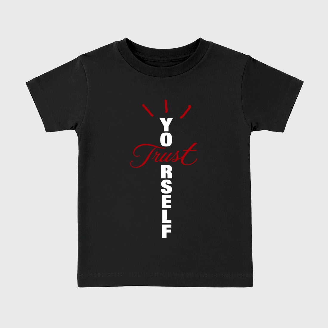 Trust Yourself Baby & Kids Graphic T-Shirt featuring original artwork designed to match the Air Jordan 9 True Red. Black 2 Kids Graphic Tee.