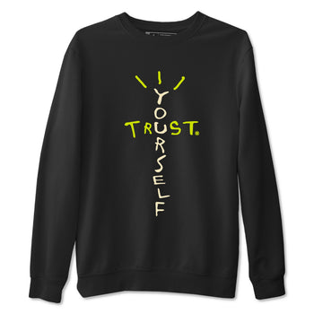 Trust Yourself sneaker match t-shirt styled to complete your fit with the Jordan Jumpman Jack Travis Scott Bright Cactus sneakers, shown in Black 2.