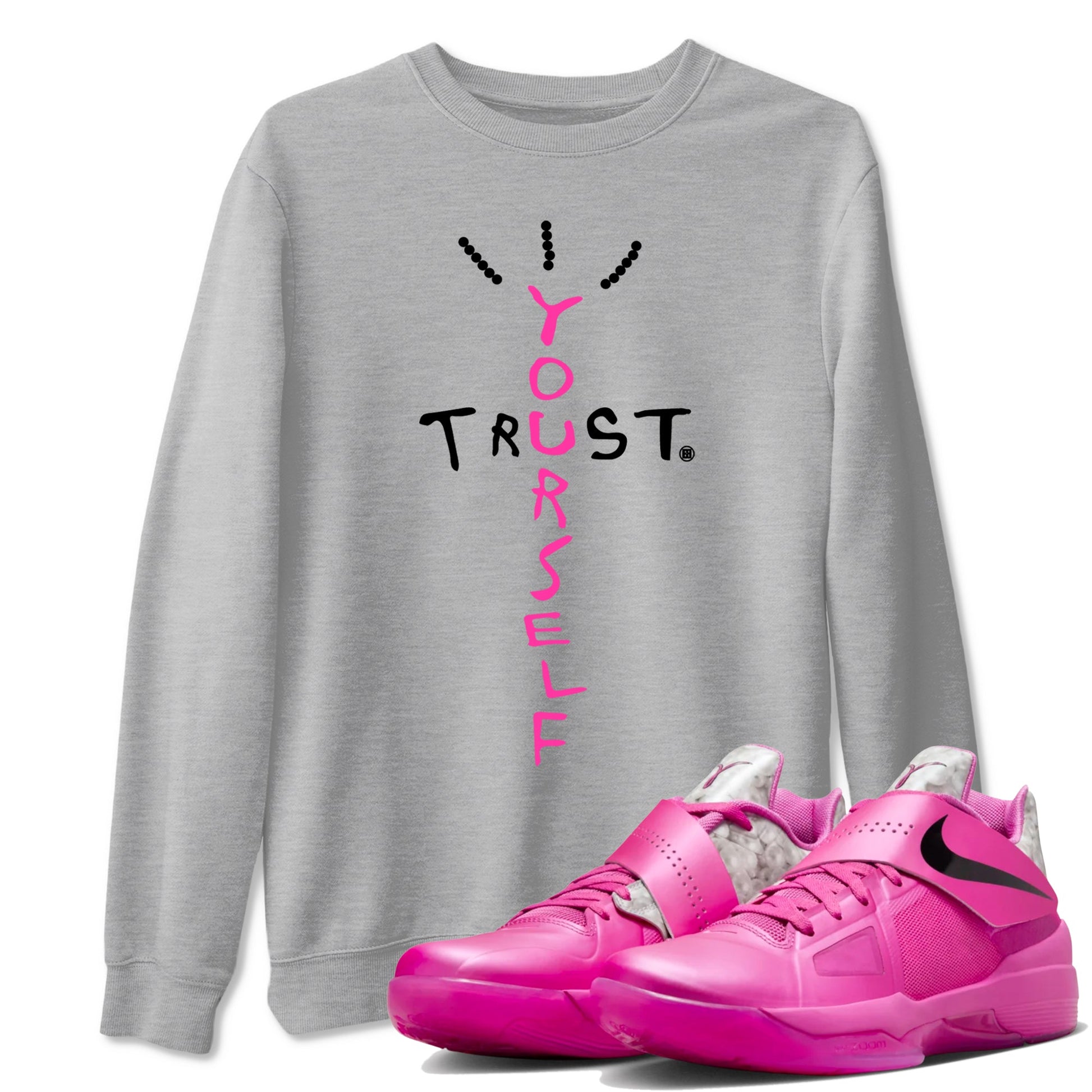 Nike KD 4 Retro Aunt Pearl shirts to match jordans Trust Yourself sneaker match tees Nike KD 4 Aunt Pearl match shoes to clothes SNRT Sneaker Tees unisex cotton Heather Grey 1 shirts