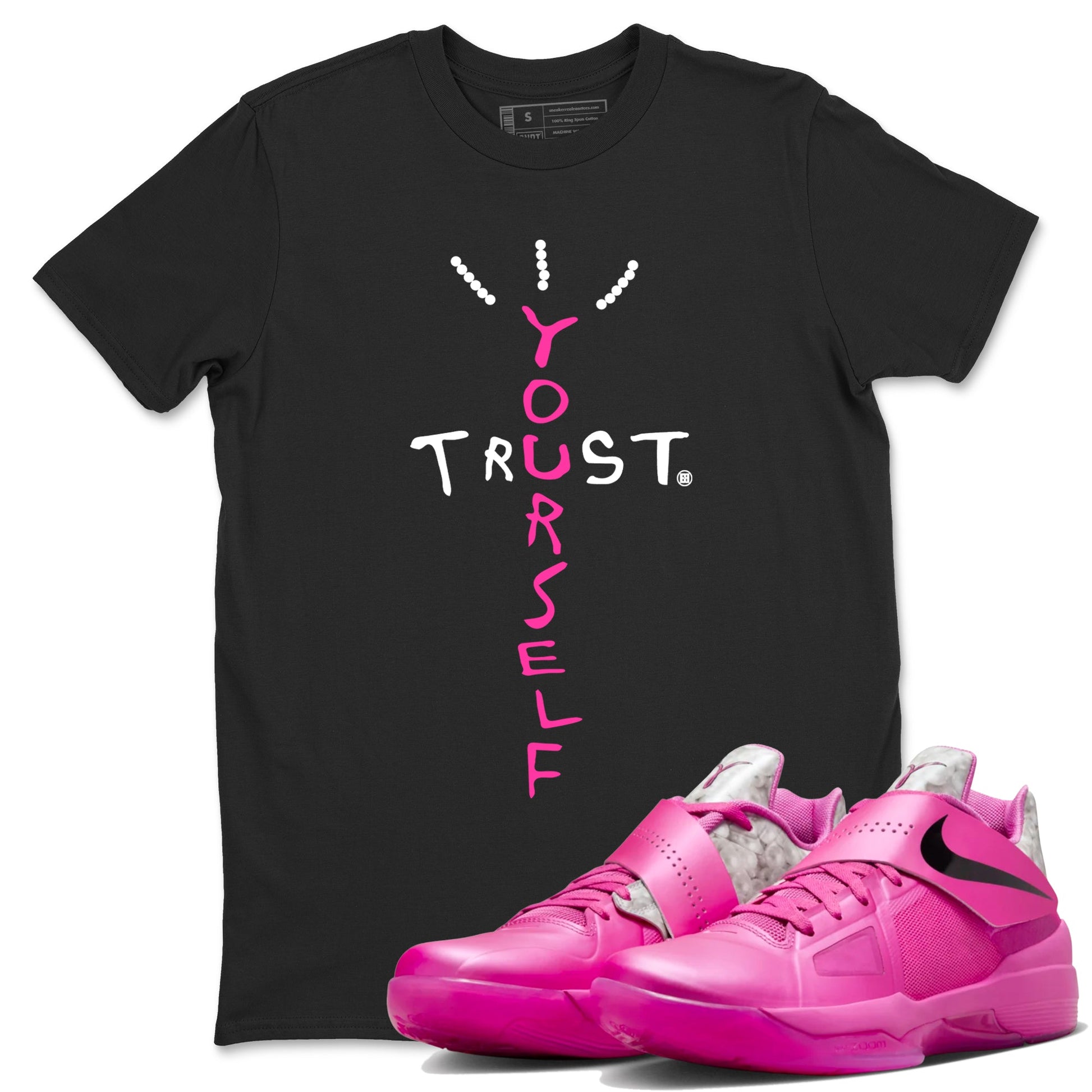 Nike KD 4 Retro Aunt Pearl shirts to match jordans Trust Yourself sneaker match tees Nike KD 4 Aunt Pearl match shoes to clothes SNRT Sneaker Tees unisex cotton Black 1 shirts