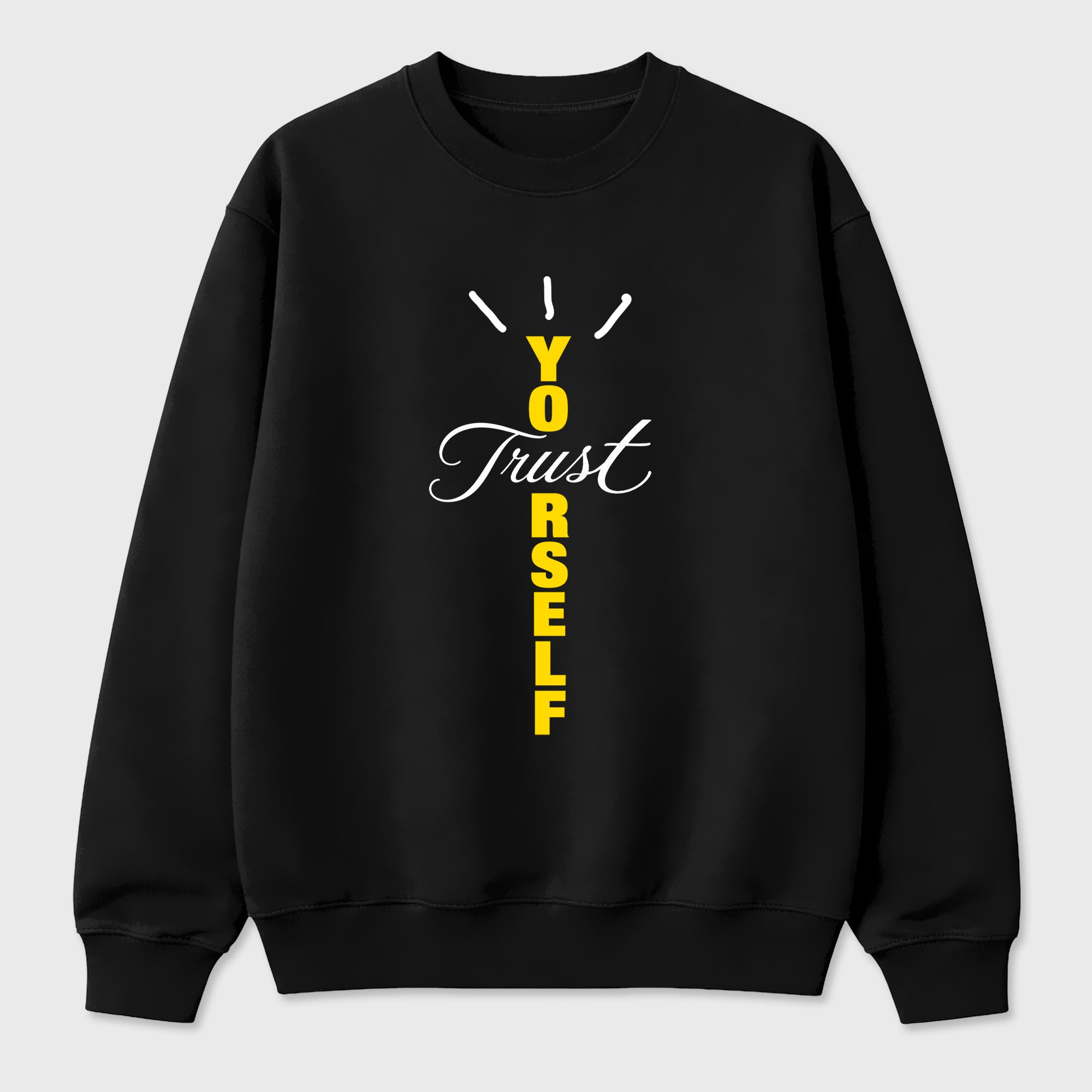 Trust Yourself Type Graphic T-Shirt featuring original streetwear artwork designed to match the Air Jordan 4 Tour Yellow. Black 2 Graphic Tee.