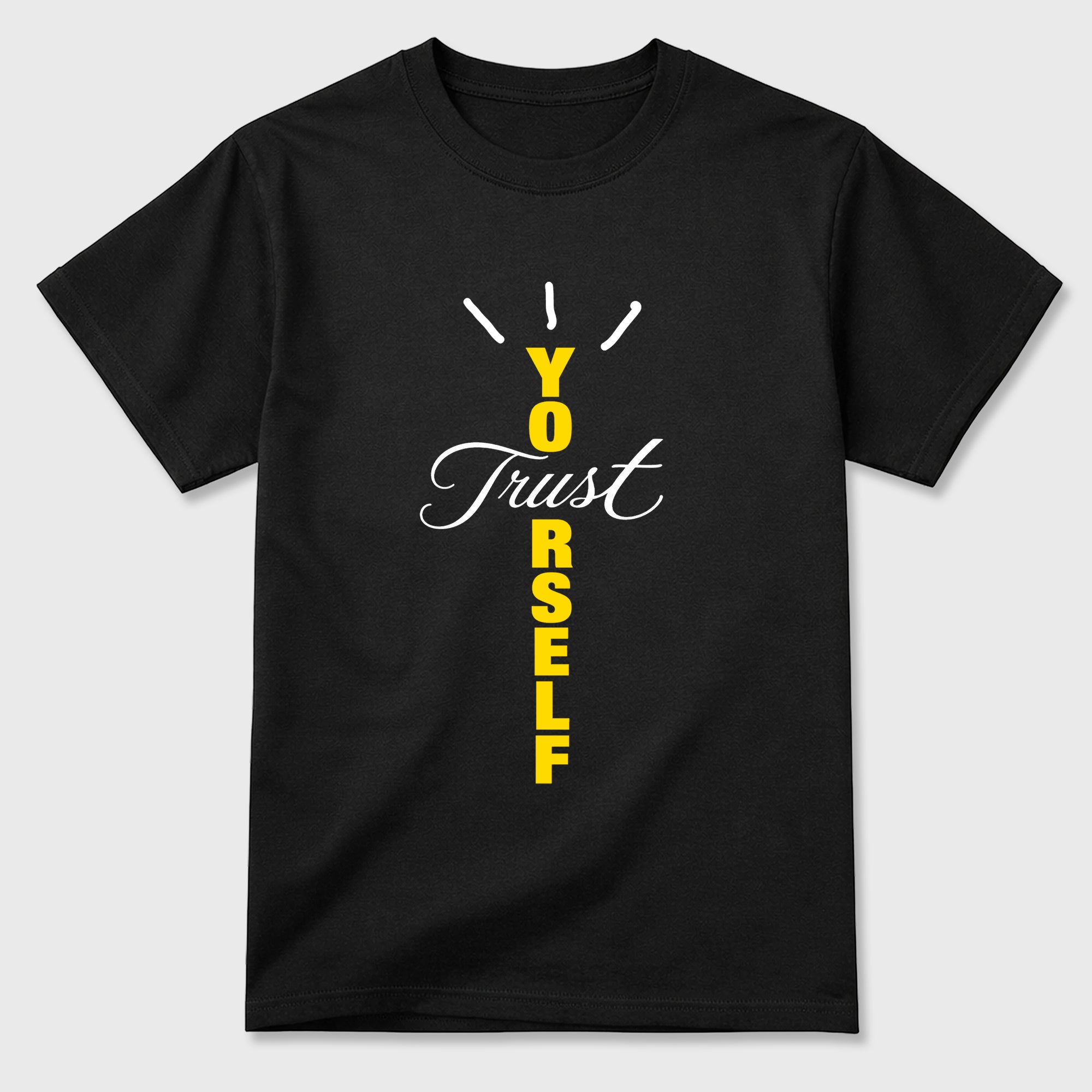 Trust Yourself Type Graphic T-Shirt featuring original streetwear artwork designed to match the Air Jordan 4 Tour Yellow. Black 2 Graphic T-Shirt.