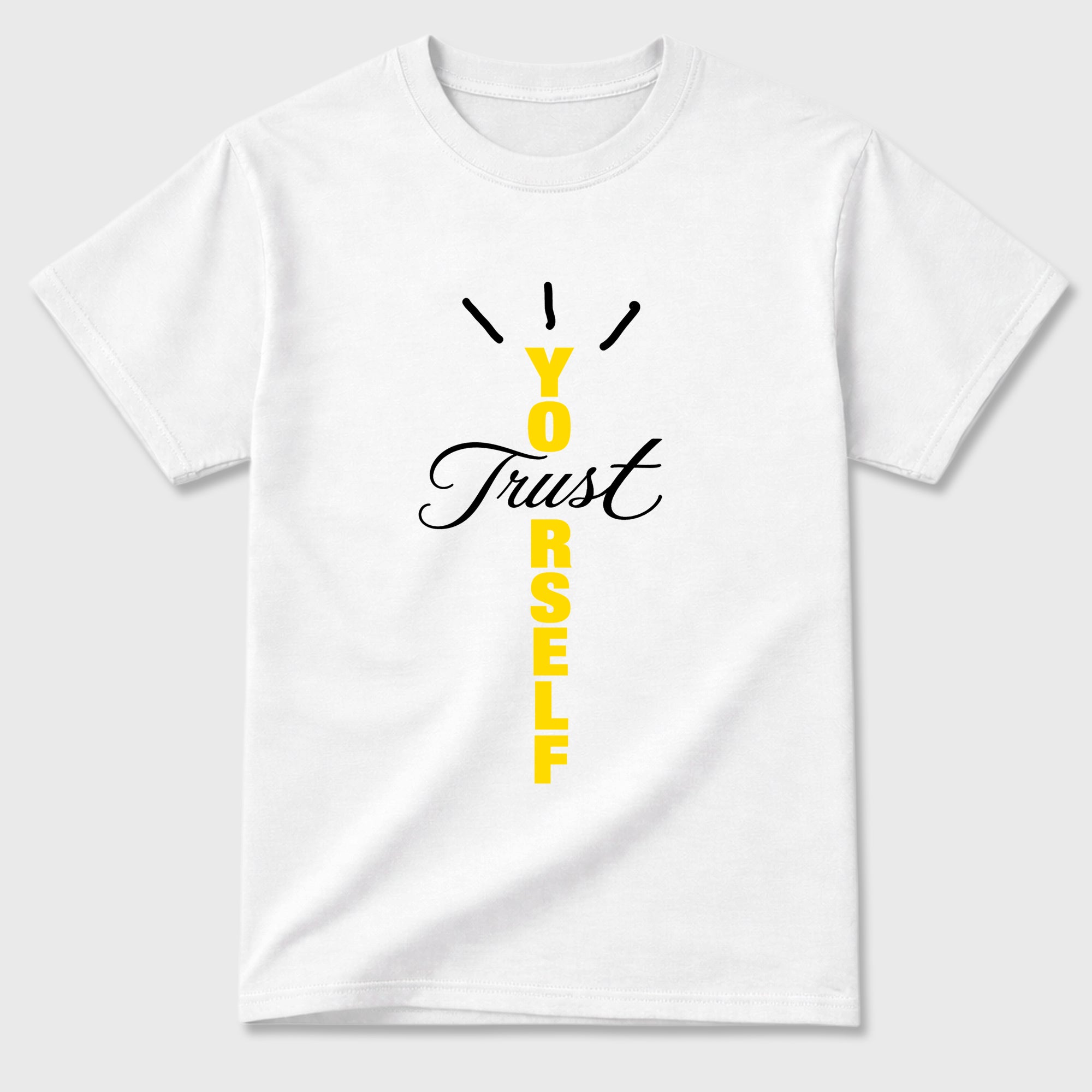 Trust Yourself Type Graphic T-Shirt featuring original streetwear artwork designed to match the Air Jordan 4 Tour Yellow. White 2 Graphic T-Shirt.