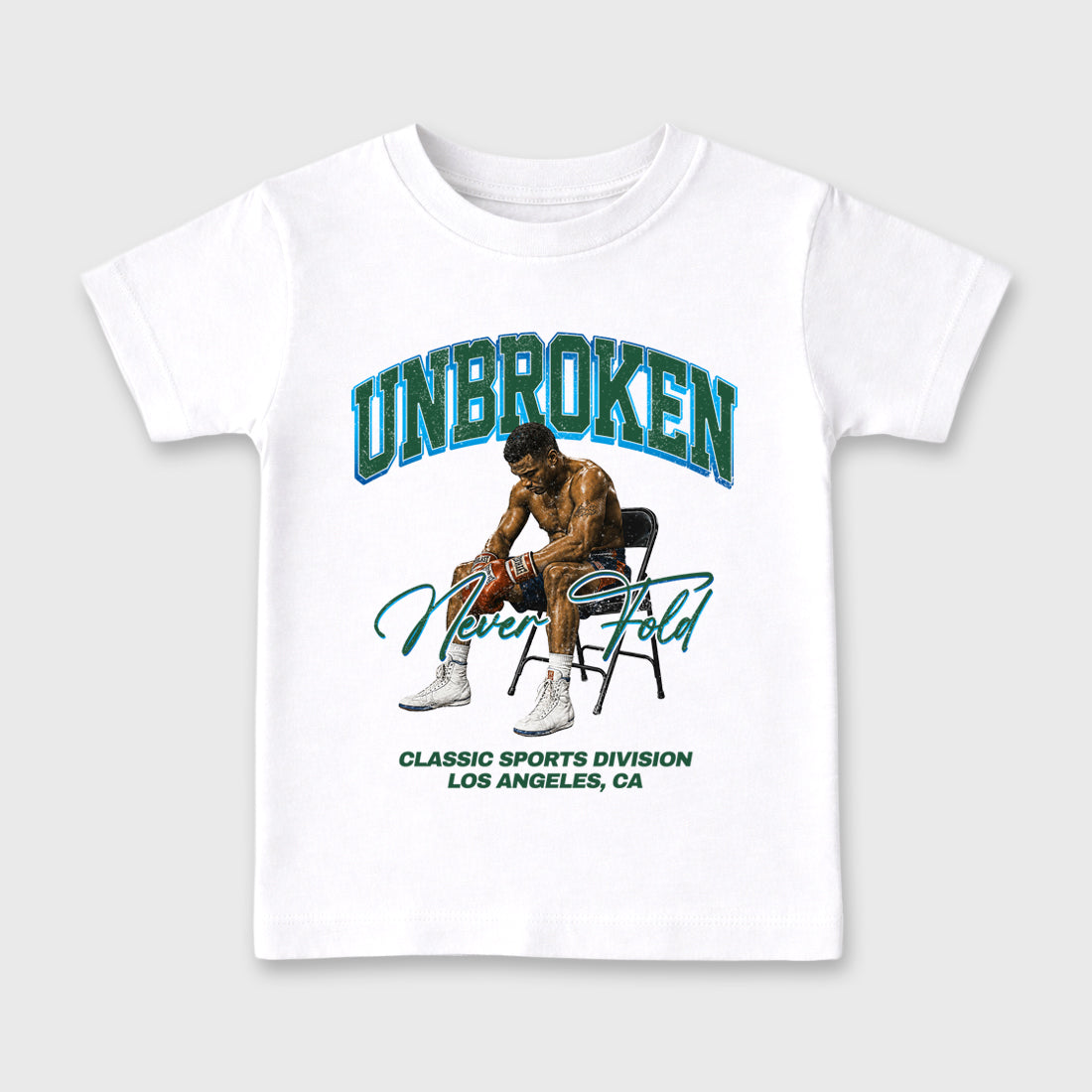 Unbroken Baby & Kids Graphic T-Shirt featuring original artwork designed to match the Air Jordan 12 Summit Green. White 2 Kids Graphic Tee.