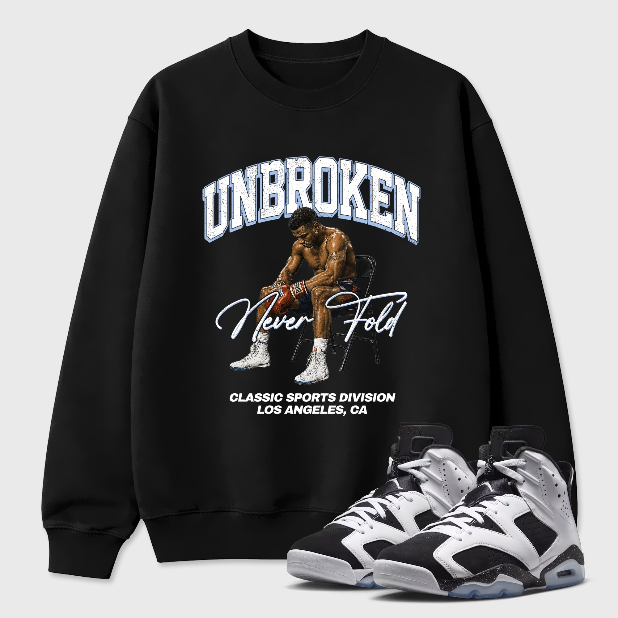 Unbroken Graphic T-Shirt featuring original streetwear artwork designed to match the Air Jordan 6 Black and White. Black 1 Graphic Tee.