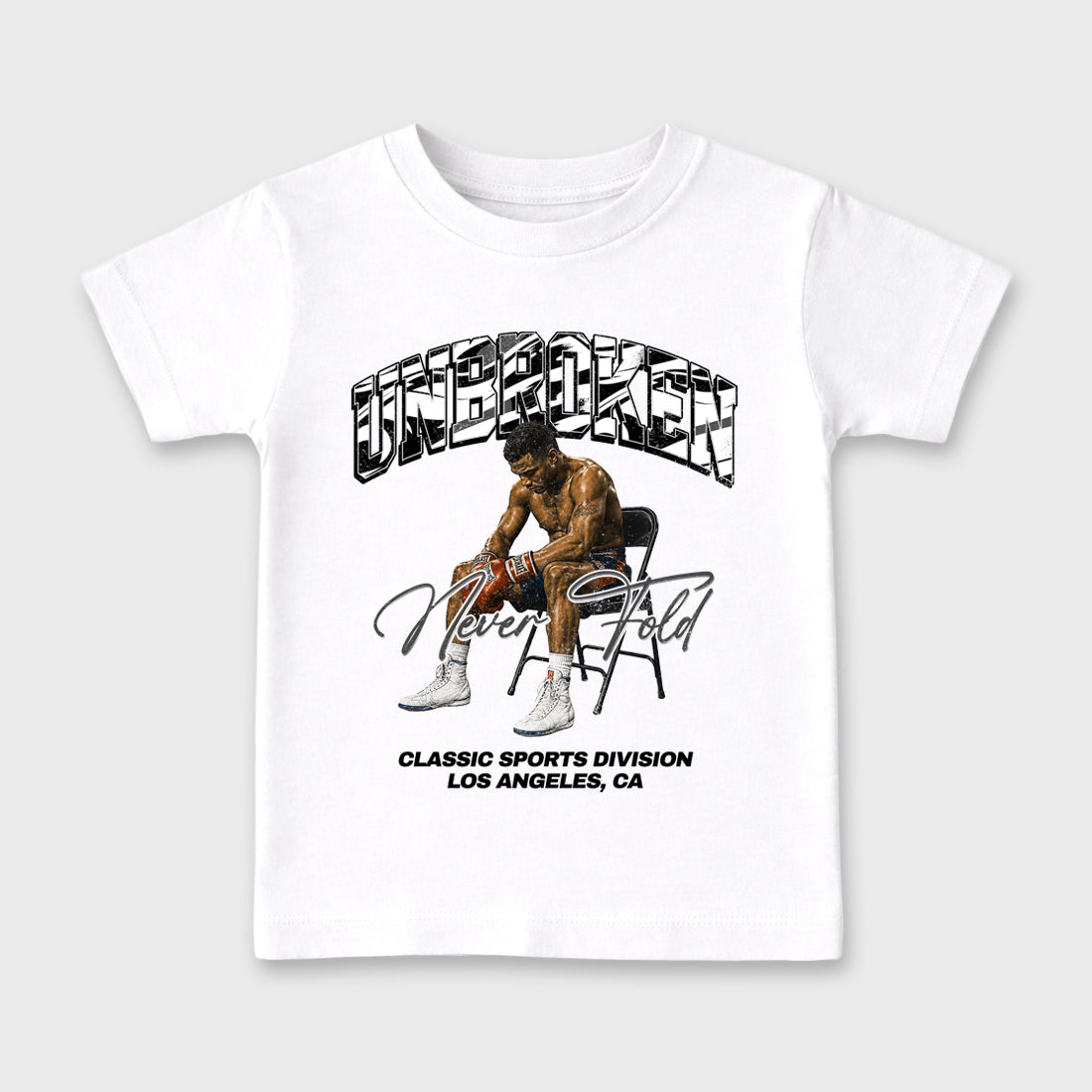 Unbroken Baby & Kids Graphic T-Shirt featuring original artwork designed to match the Air Jordan 8 Chrome. White 2 Kids Graphic Tee.
