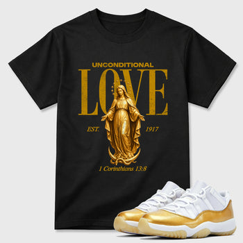 Sneaker match tees – Sneaker Tees To Match Air Jordan 1 Mother's Day Shoes – Unconditional Love Tee Black 1