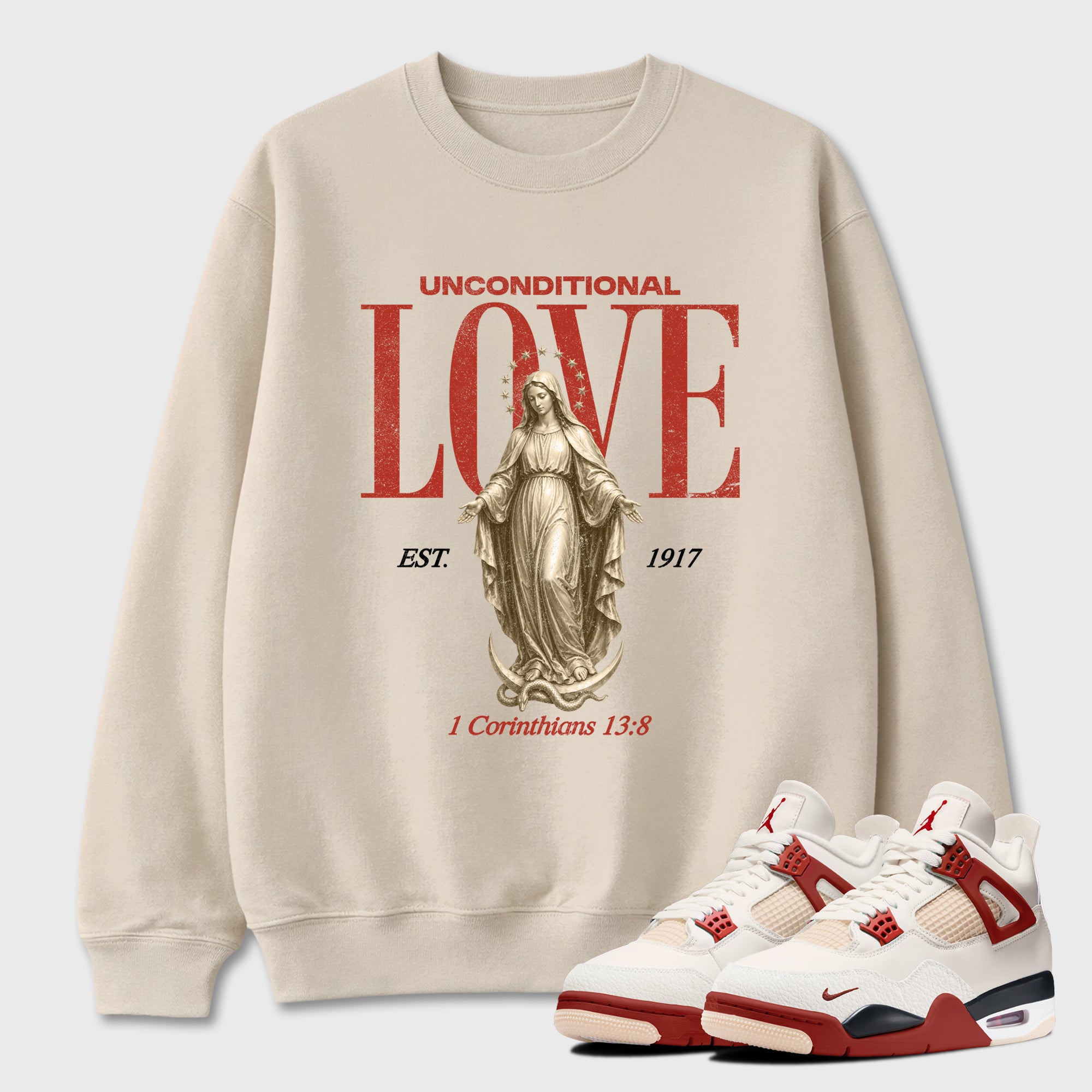 Sneaker match tees – Sneaker Tees To Match Air Jordan 4 Brick After Brick Shoes – Unconditional Love Tee Natural 1