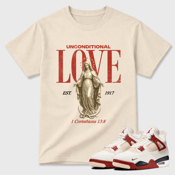Sneaker match tees – Sneaker Tees To Match Air Jordan 4 Brick After Brick Shoes – Unconditional Love Tee Natural 1