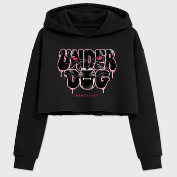 Under Dog women’s crop tee designed to match the Air Jordan 1 Travis Scott Tropical Pink, featuring coordinated Black 2 options for a perfect streetwear vibe.
