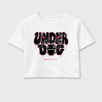 Under Dog women’s crop tee designed to match the Air Jordan 1 Travis Scott Tropical Pink, featuring coordinated White 2 options for a perfect streetwear vibe.