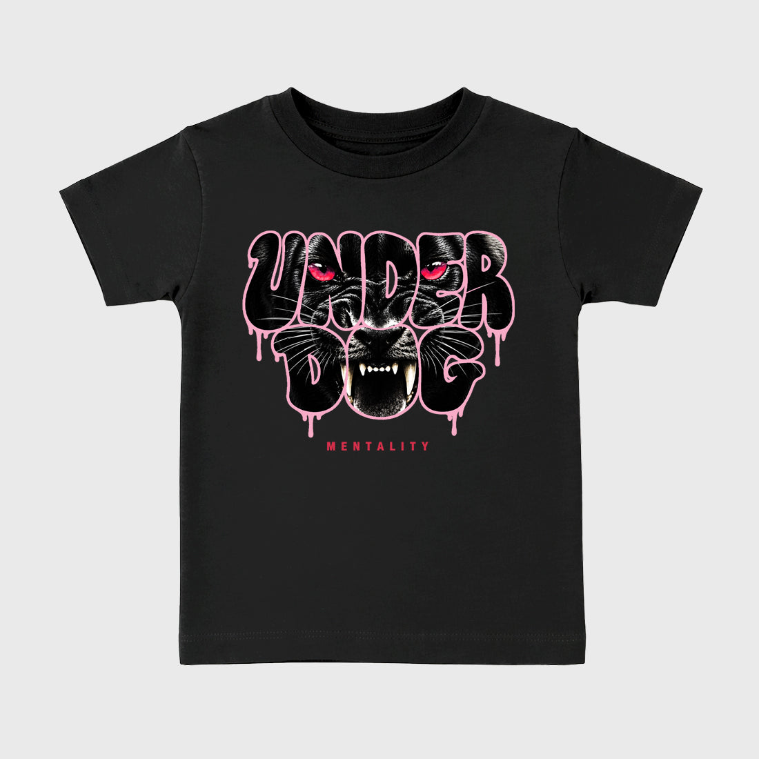 Under Dog affordable baby and kids t-shirt designed to match the Air Jordan 1 Travis Scott Tropical Pink, featuring coordinated Black 2 options for the perfect little sneakerhead streetwear look.