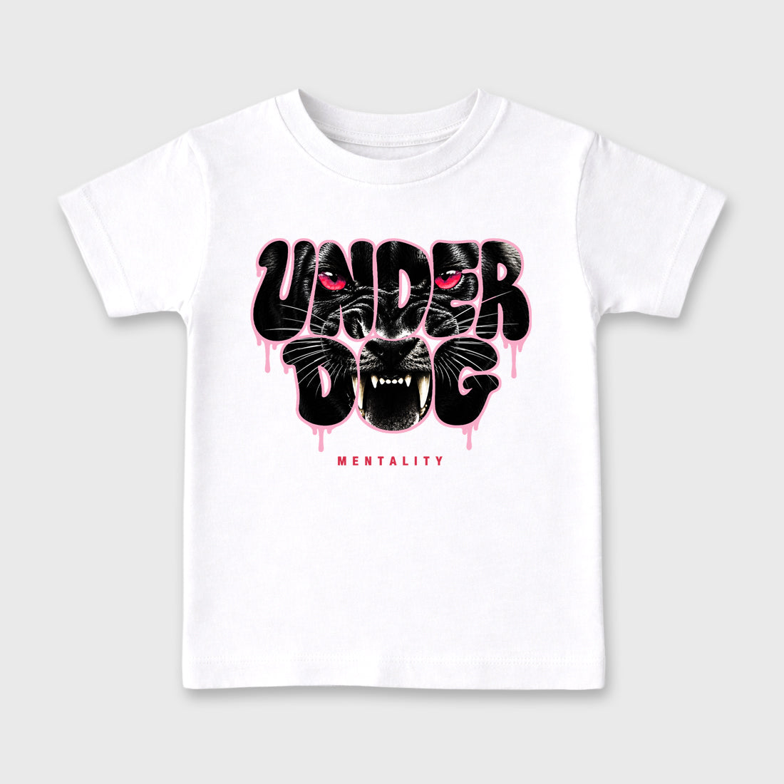 Under Dog affordable baby and kids t-shirt designed to match the Air Jordan 1 Travis Scott Tropical Pink, featuring coordinated White 2 options for the perfect little sneakerhead streetwear look.
