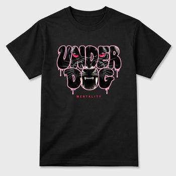 Under Dog Graphic T-Shirt sneaker match tee designed for the Air Jordan 1 Travis Scott Tropical Pink, featuring coordinated color options for a perfect streetwear match. Black 2 shirt.