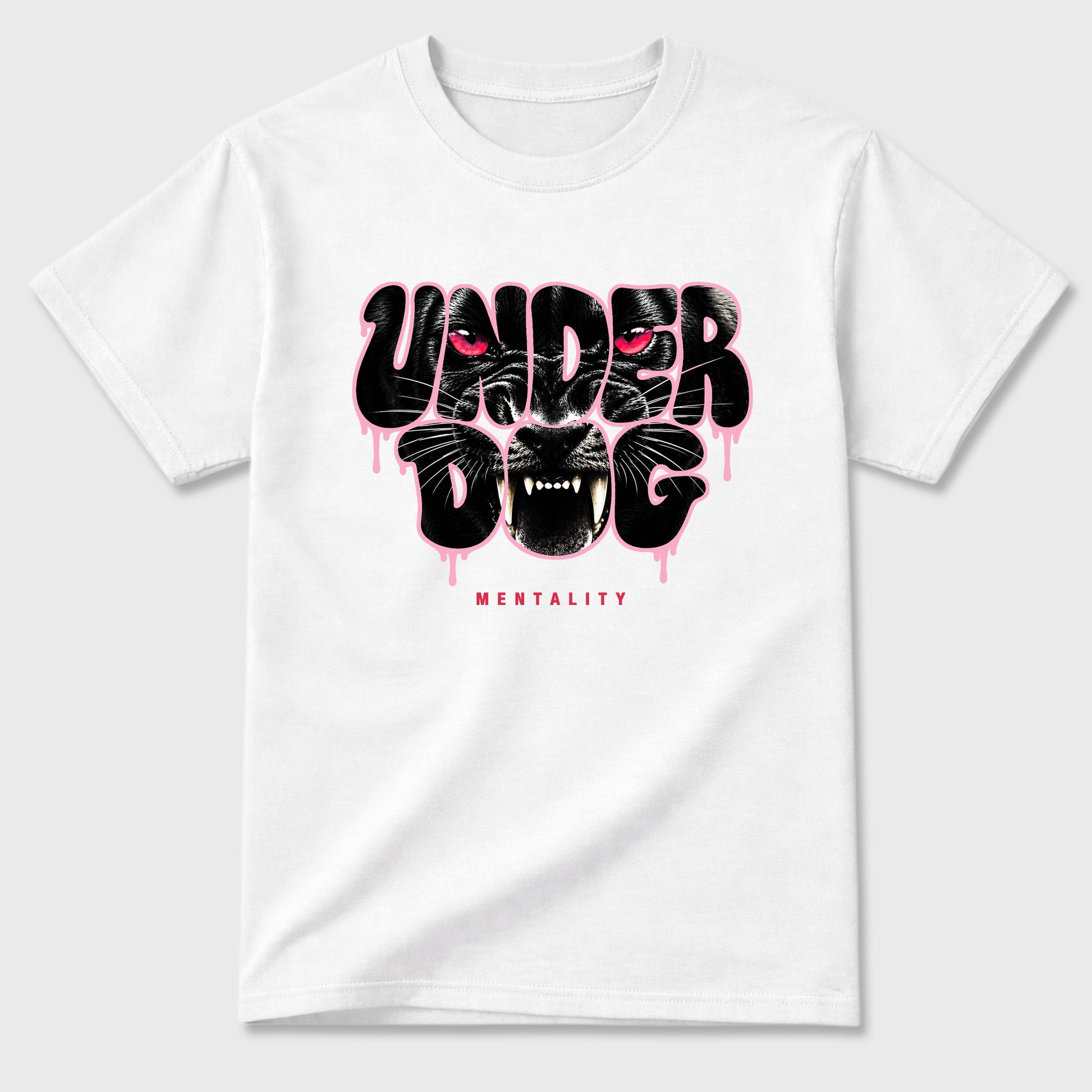 Under Dog Graphic T-Shirt sneaker match tee designed for the Air Jordan 1 Travis Scott Tropical Pink, featuring coordinated color options for a perfect streetwear match. White 2 shirt.