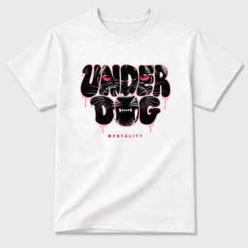 Under Dog Graphic T-Shirt sneaker match tee designed for the Air Jordan 1 Travis Scott Tropical Pink, featuring coordinated color options for a perfect streetwear match. White 2 shirt.