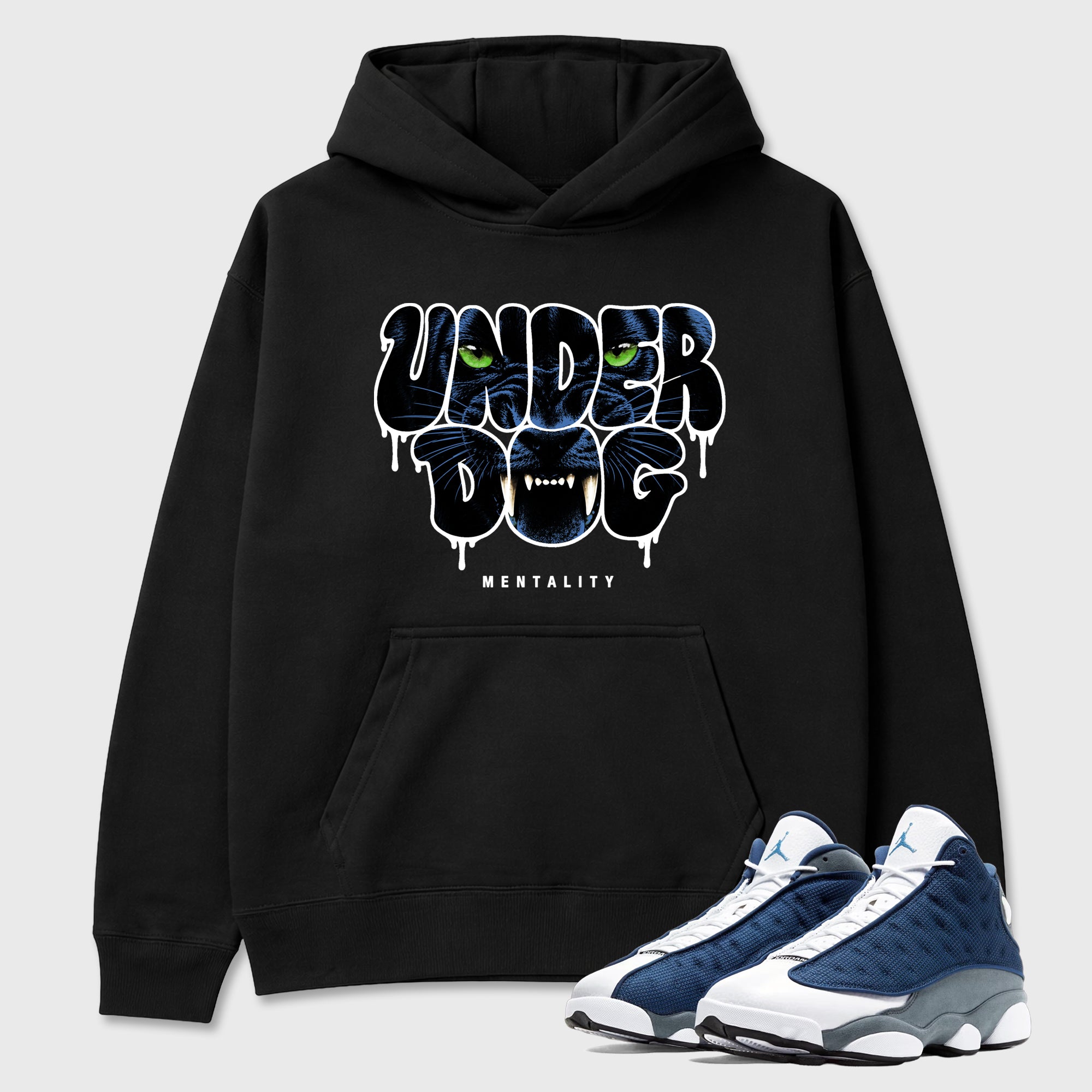 Under Dog Graphic T-Shirt featuring original streetwear artwork designed to match the Air Jordan 13 Flint. Black 1 Graphic Tee.
