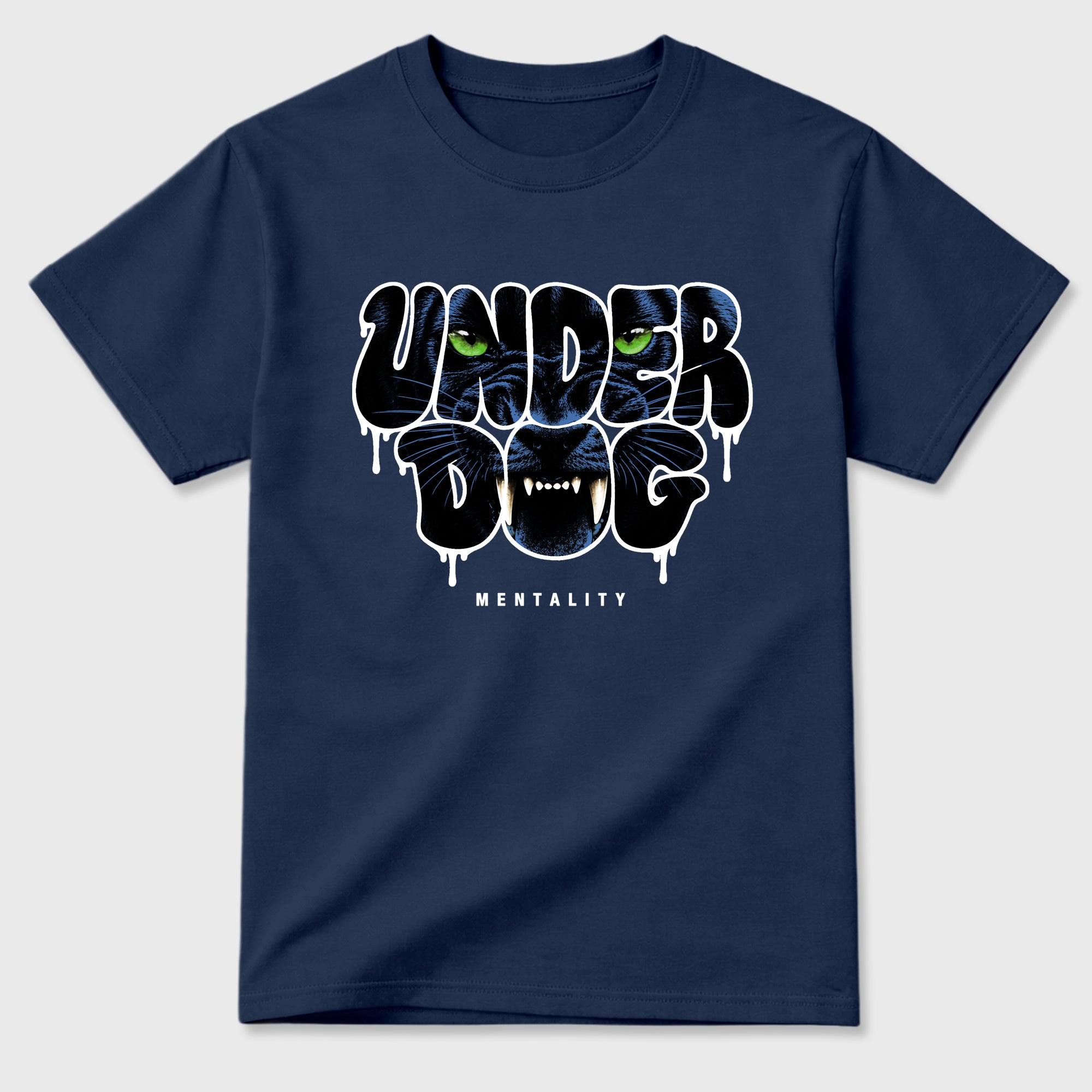 Under Dog Graphic T-Shirt featuring original streetwear artwork designed to match the Air Jordan 13 Flint. Navy 2 Graphic T-Shirt.