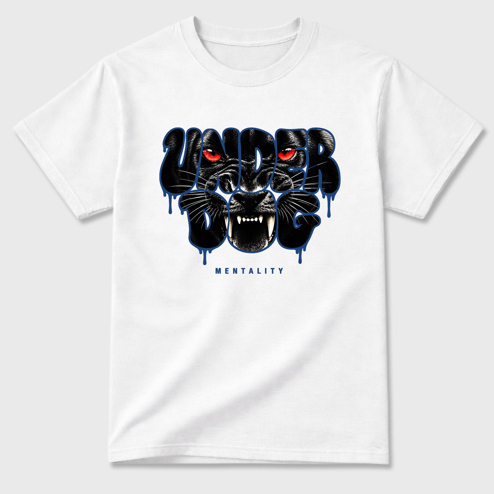 Under Dog Graphic T-Shirt featuring original streetwear artwork designed to match the Air Jordan 3 True Blue. White 2 Graphic T-Shirt.