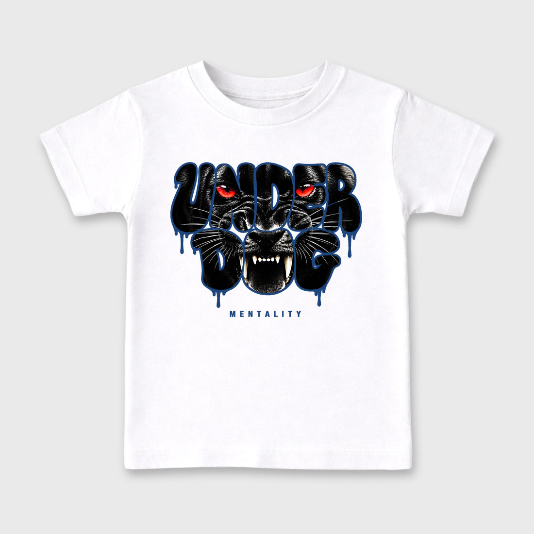 Under Dog Baby & Kids Graphic T-Shirt featuring original artwork designed to match the Air Jordan 3 True Blue. White 2 Kids Graphic Tee.