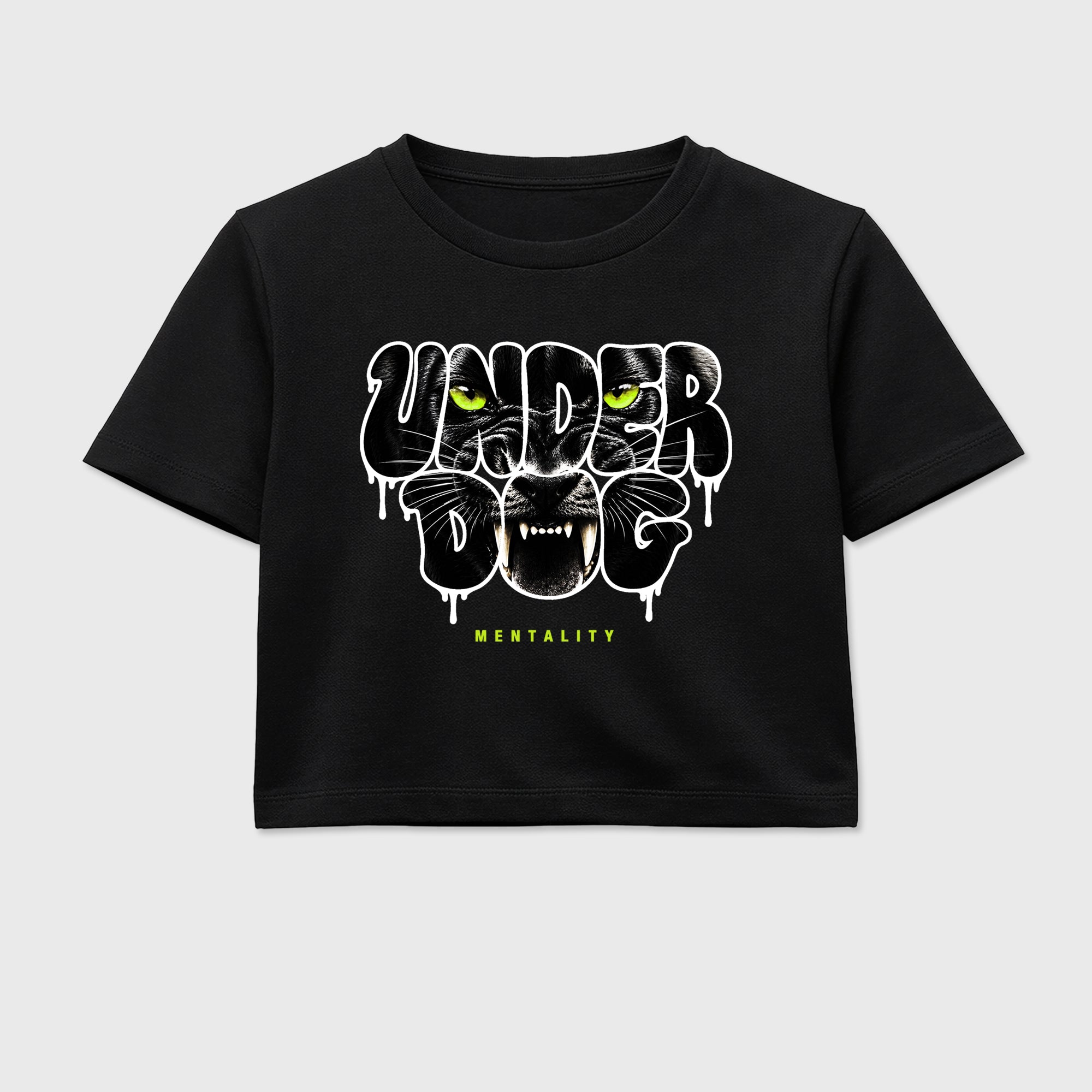 Sneaker match tees – Sneaker Tees To Match Air Foamposite Pro Black Shoes – Under Dog Mentality Crop T-Shirt Black 2