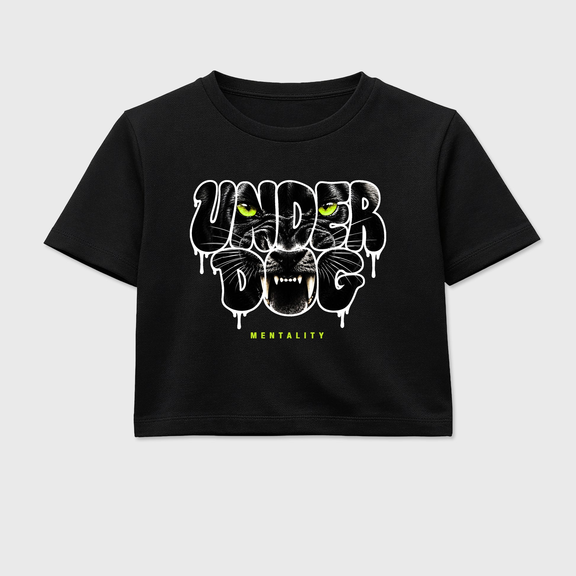 Sneaker match tees – Sneaker Tees To Match Air Foamposite Pro Black Shoes – Under Dog Mentality Crop T-Shirt Black 2