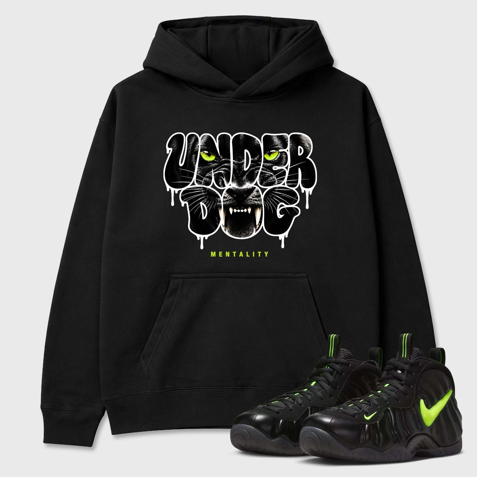 Sneaker match tees – Sneaker Tees To Match Air Foamposite Pro Black Shoes – Under Dog Mentality Tee Black 1