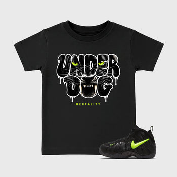 Sneaker match tees – Sneaker Tees To Match Air Foamposite Pro Black Shoes – Under Dog Mentality Kids T-Shirt Black 1