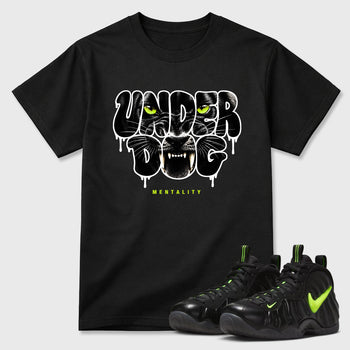 Sneaker match tees – Sneaker Tees To Match Air Foamposite Pro Black Shoes – Under Dog Mentality Tee Black 1