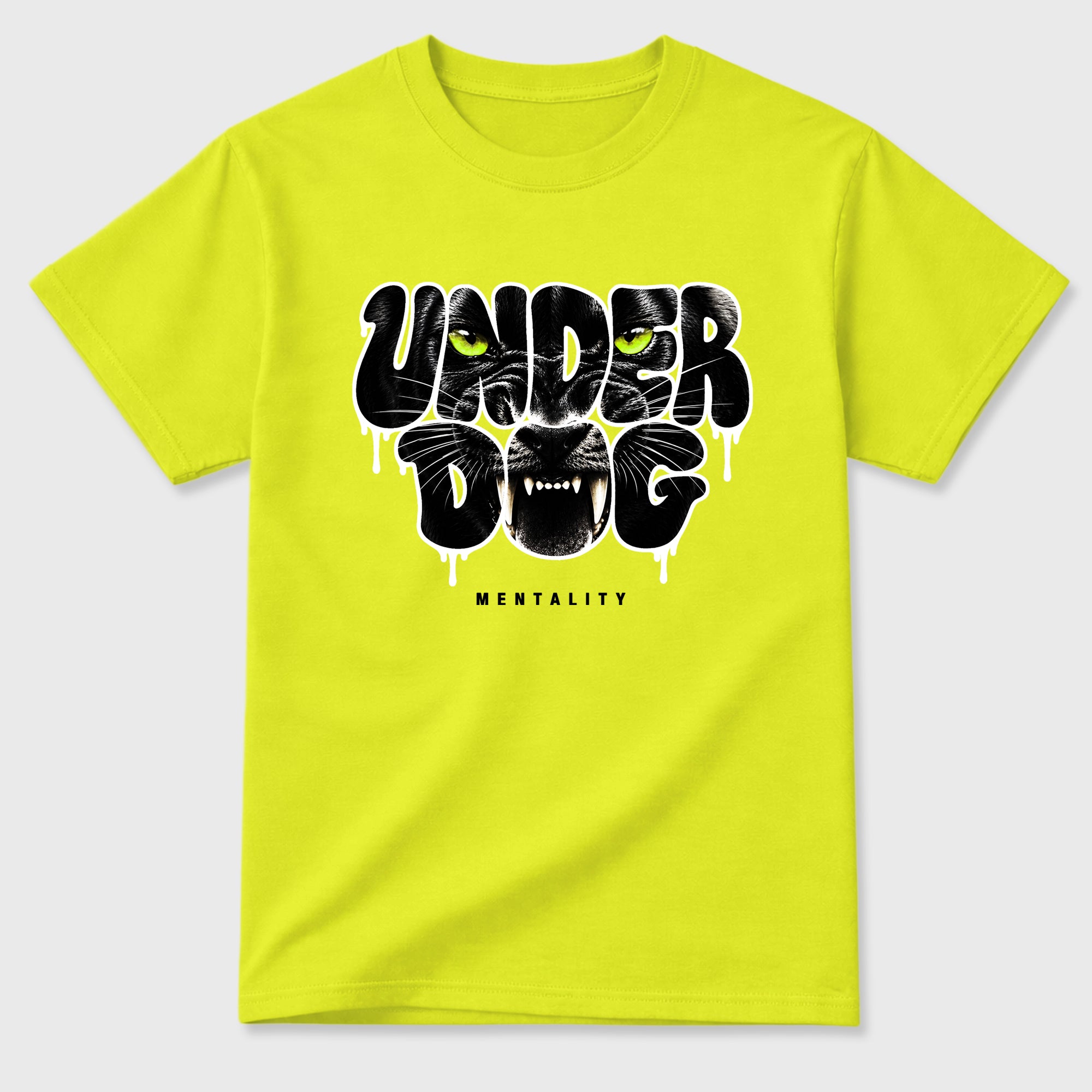 Sneaker match tees – Sneaker Tees To Match Air Foamposite Pro Black Shoes – Under Dog Mentality Tee Safety Green 2