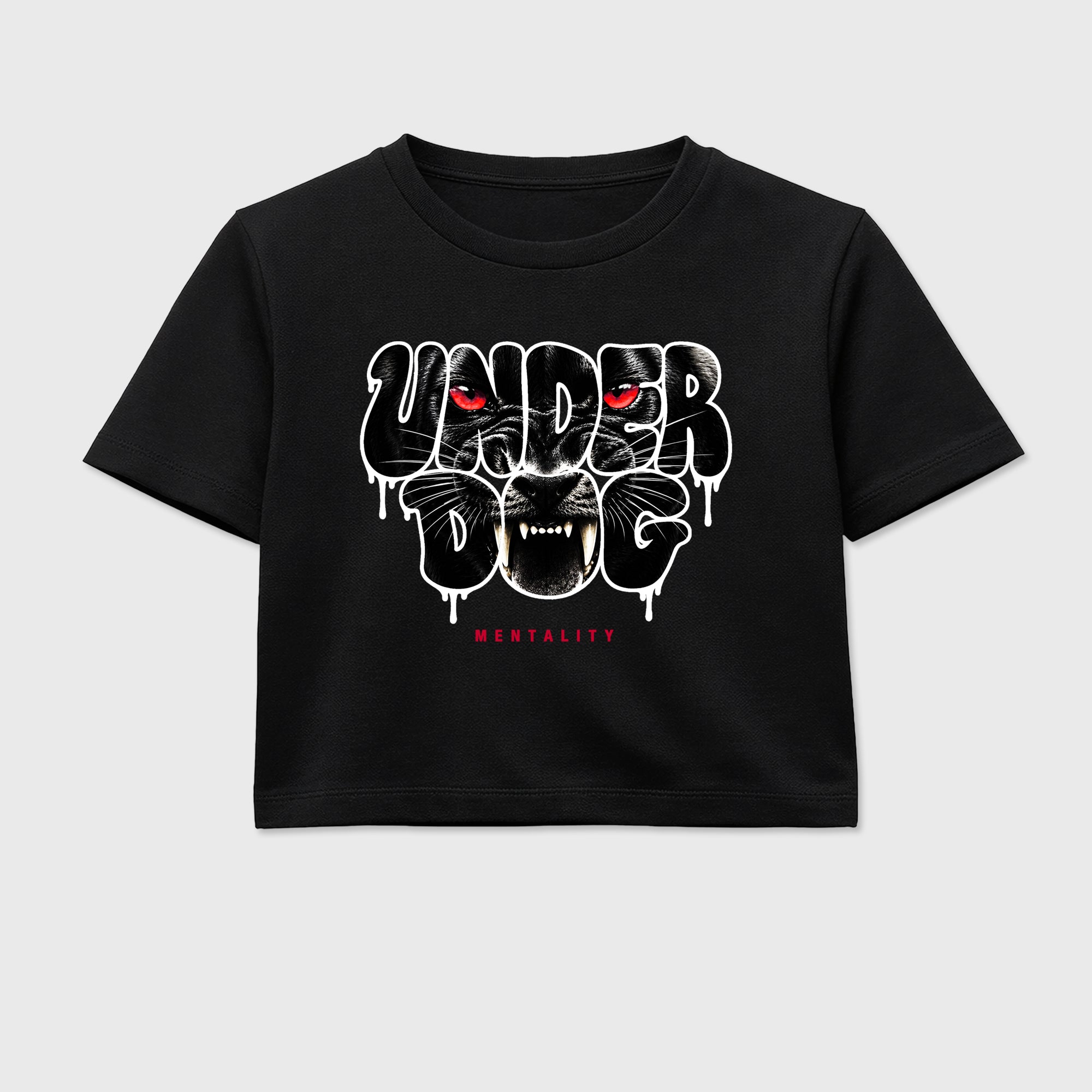 Sneaker match tees – Sneaker Tees To Match Air Jordan 1 Banned Shoes – Under Dog Mentality Crop T-Shirt Black 2
