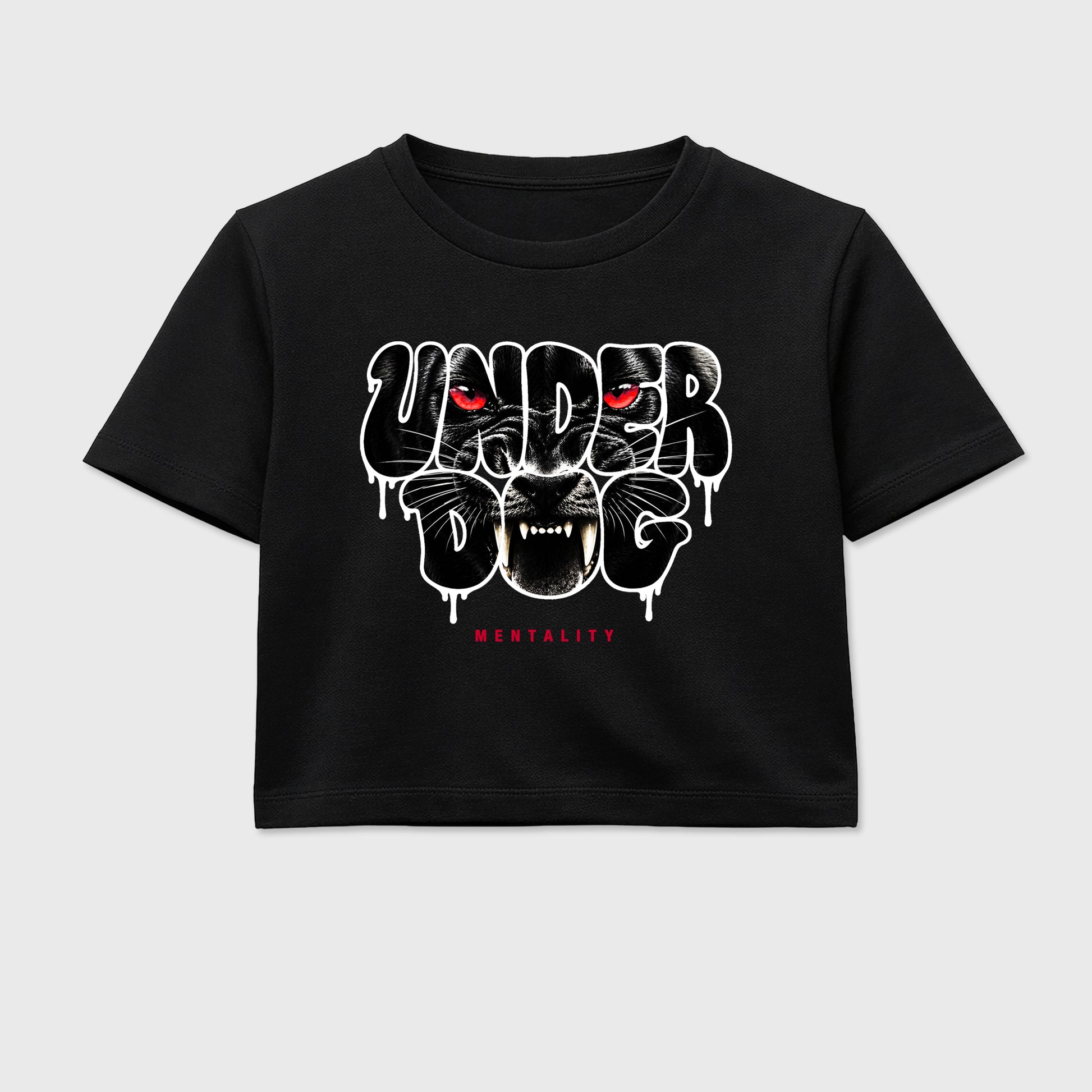 Sneaker match tees – Sneaker Tees To Match Air Jordan 1 Banned Shoes – Under Dog Mentality Crop T-Shirt Black 2