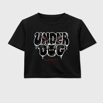 Sneaker match tees – Sneaker Tees To Match Air Jordan 1 Banned Shoes – Under Dog Mentality Crop T-Shirt Black 2