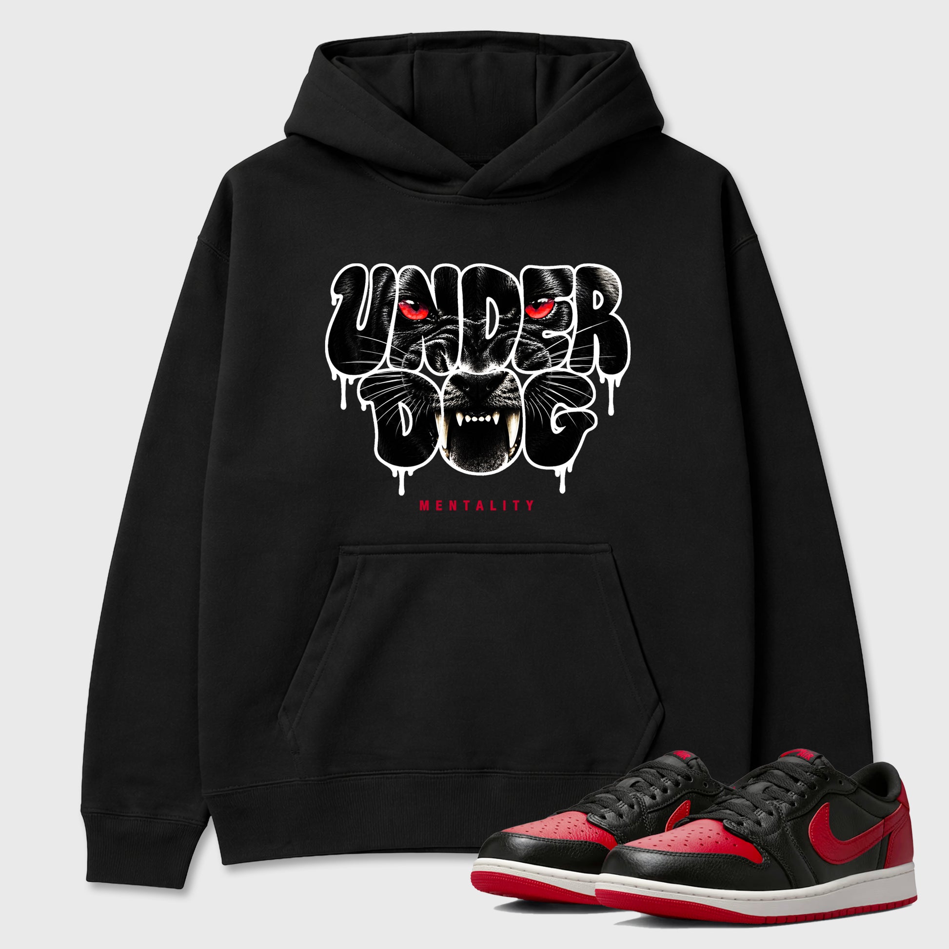 Sneaker match tees – Sneaker Tees To Match Air Jordan 1 Banned Shoes – Under Dog Mentality Tee Black 1