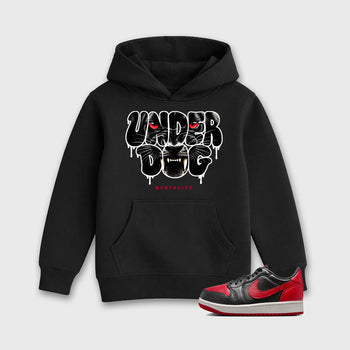 Sneaker match tees – Sneaker Tees To Match Air Jordan 1 Banned Shoes – Under Dog Mentality Kids T-Shirt Black 1
