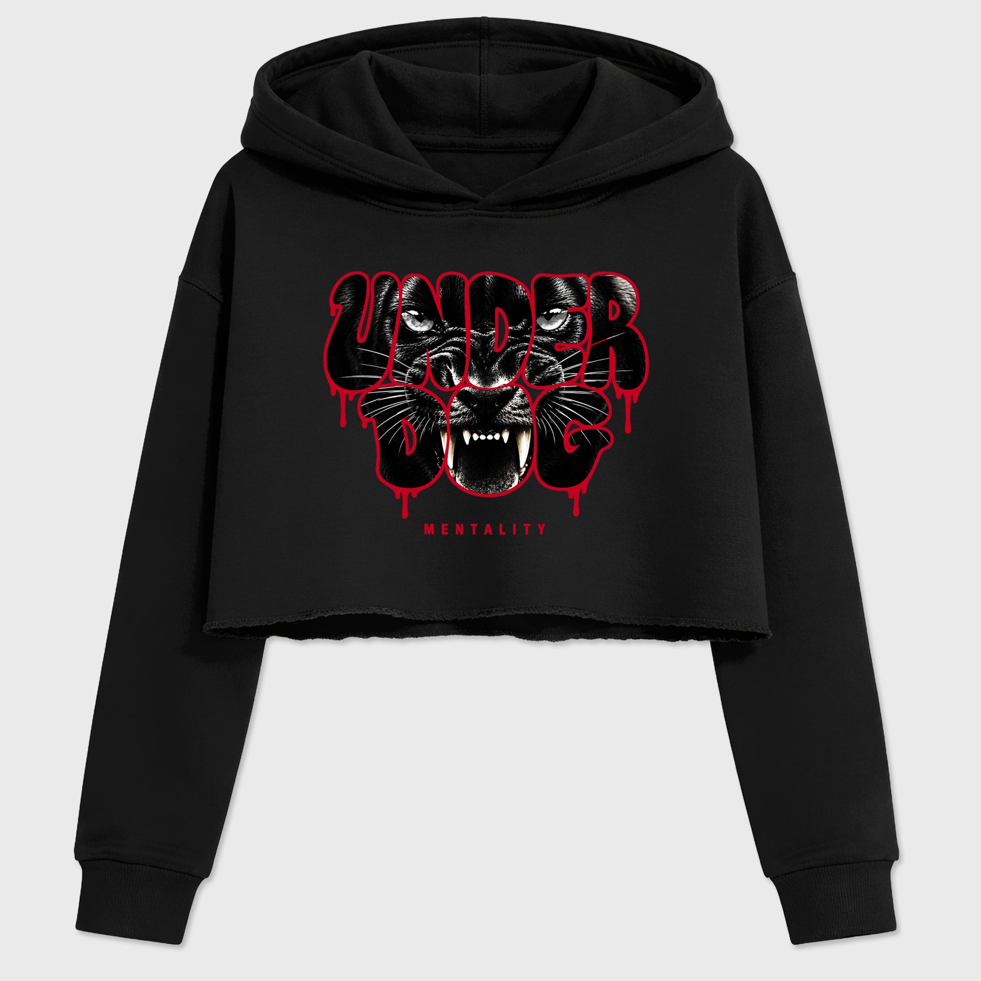Under Dog Mentality women’s crop tee designed to match the Air Jordan 12 Retro Bloodline, featuring coordinated Black 2 options for a perfect streetwear vibe.
