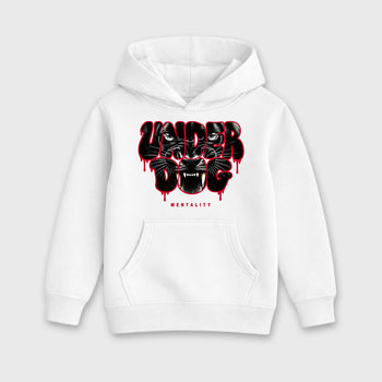 Under Dog Mentality affordable baby and kids t-shirt designed to match the Air Jordan 12 Retro Bloodline, featuring coordinated White 2 options for the perfect little sneakerhead streetwear look.