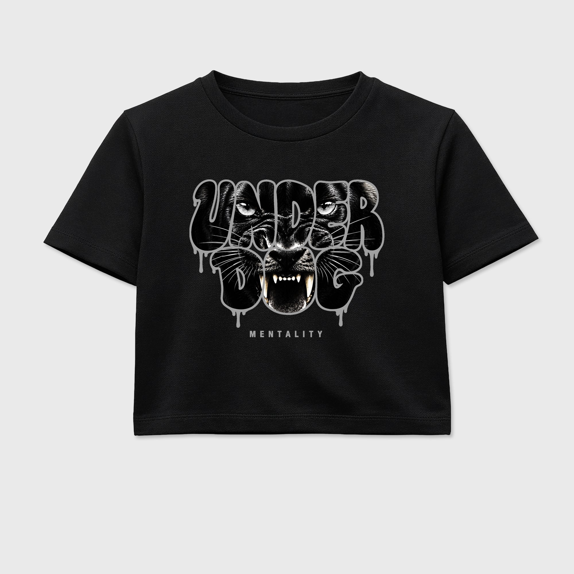 Sneaker match tees – Sneaker Tees To Match Air Jordan 6 Cap and Gown Shoes – Under Dog Mentality Crop T-Shirt Black 2