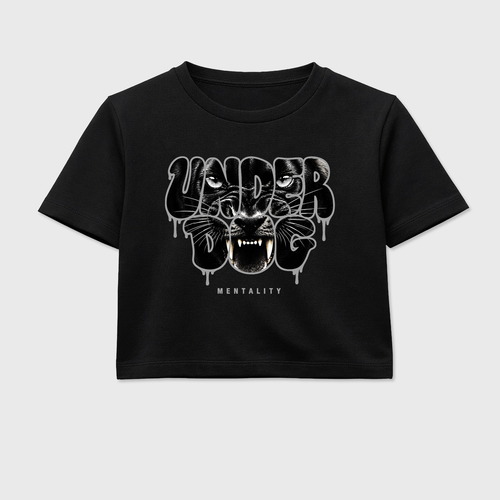 Sneaker match tees – Sneaker Tees To Match Air Jordan 6 Cap and Gown Shoes – Under Dog Mentality Crop T-Shirt Black 2