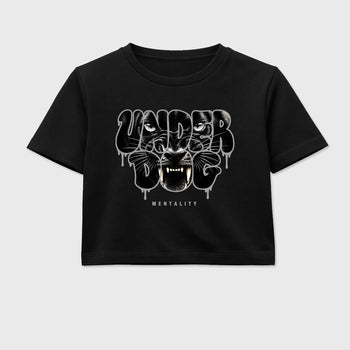 Sneaker match tees – Sneaker Tees To Match Air Jordan 6 Cap and Gown Shoes – Under Dog Mentality Crop T-Shirt Black 2