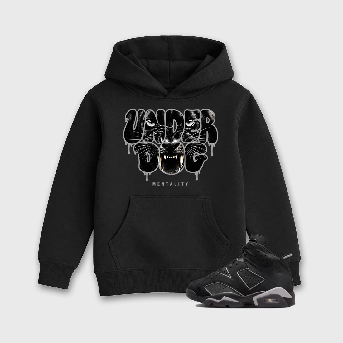 Sneaker match tees – Sneaker Tees To Match Air Jordan 6 Cap and Gown Shoes – Under Dog Mentality Kids T-Shirt Black 1
