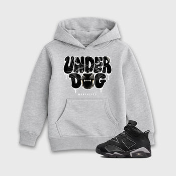 Sneaker match tees – Sneaker Tees To Match Air Jordan 6 Cap and Gown Shoes – Under Dog Mentality Kids T-Shirt Heather Grey 1
