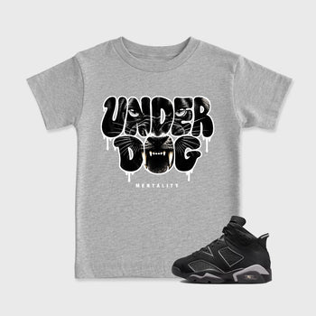 Sneaker match tees – Sneaker Tees To Match Air Jordan 6 Cap and Gown Shoes – Under Dog Mentality Kids T-Shirt Heather Grey 1