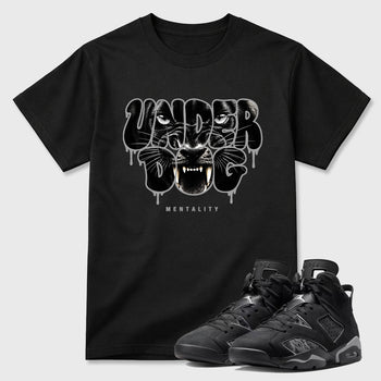Sneaker match tees – Sneaker Tees To Match Air Jordan 6 Cap and Gown Shoes – Under Dog Mentality Tee Black 1