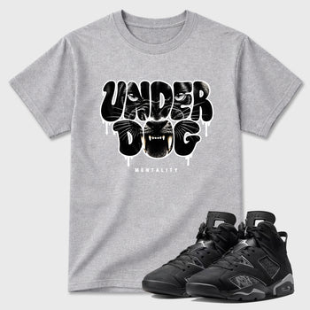 Sneaker match tees – Sneaker Tees To Match Air Jordan 6 Cap and Gown Shoes – Under Dog Mentality Tee Heather Grey 1