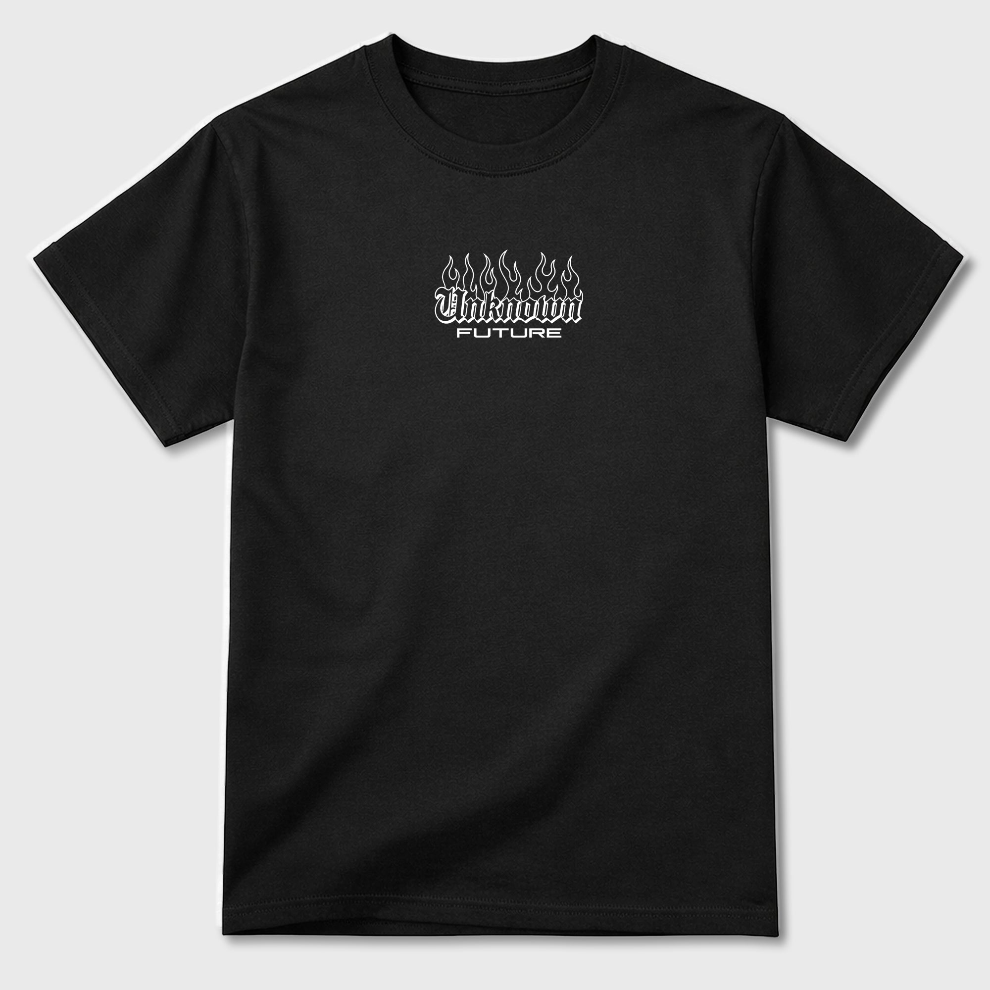 Unknown Future Graphic T-Shirt featuring original streetwear artwork designed to match the . Black Graphic T-Shirt.