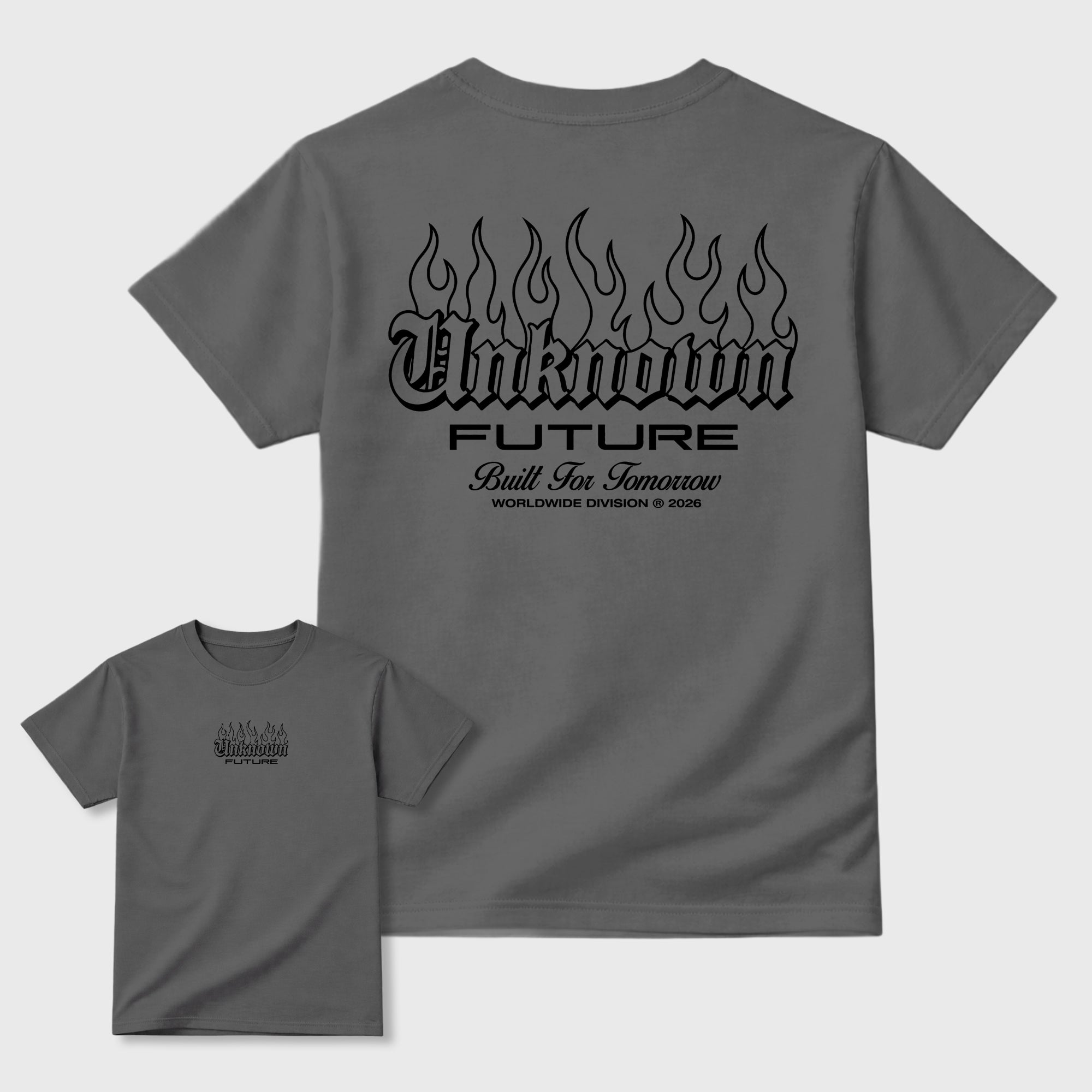 Unknown Future Graphic T-Shirt featuring original streetwear artwork designed to match the . Cool Grey Graphic T-Shirt.